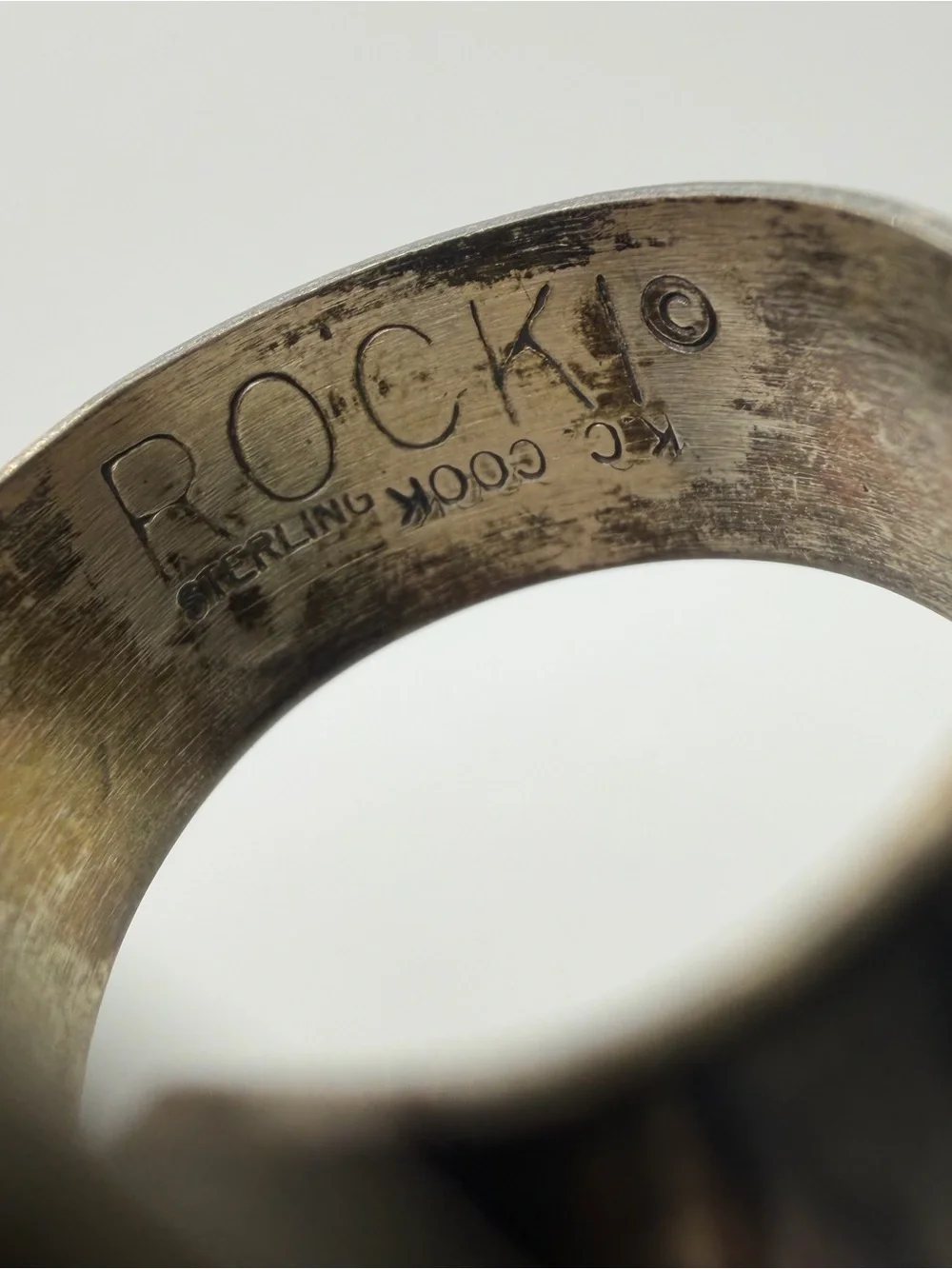 VINTAGE NAVAJO ROCKI GORMAN/KC COOK PURPLE STONE STERLING SILVER RING SIZE 10